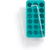   Lékué Round Ice Cube Tray with Lid mini jéggolyó készítő forma szagzáró fedéllel, 18db, műanyag, türkiz - 882364