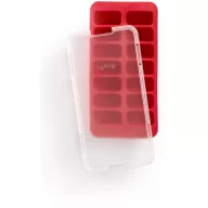  Lékué Rectangular Ice Cube Tray with Lid téglalap alakú jégkockatartó forma szagzáró fedéllel, 14db, műanyag, piros - 882388