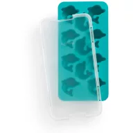   Lékué Dolphin Ice Cube Tray with Lid delfin alakú jégkocka készítő forma szagzáró fedéllel, 11db, műanyag, türkiz - 882500