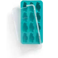   Lékué Penguin Ice Cube Tray with Lid pingvin alakú jégkockatartó forma szagzáró fedéllel, 12db, műanyag, türkiz - 882524