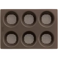   Lékué Silicone Bread Rolls Mould zsemlesütő forma, 6db zsemle elkészítéséhez, mikroperforált szerkezet, tapadásmentes, 290x200mm, platina szilikon, barna - 882661