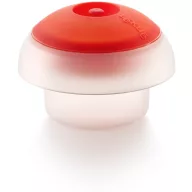   Lékué Microwave Ovo Egg Cooker tojásfőző forma mikrohullámú sütőbe, 1db tojáshoz - 0,1L kapacitás, hengeres forma, platina szilikon, áttetsző test, piros fedő - 882784