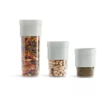  Lékué Flip Storage Food Container Set élelmiszertároló edény 3db-os szett, 1db 1,35L- 1,6L-es, 2db 0,6L-0,85L-es, Flip tartozékkal bővíthető - 2 kapacitással, kiöntő kiegészítővel, műanyag, áttetsző/zöld - 883064