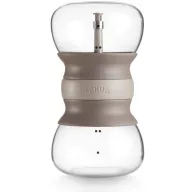   Lékué Tea Infuser üveg infúziós teáskanna, szelepes szűrővel és két tartállyal (egy a tea áztatásához és egy a leszűréshez), mérőskálával, homokóra működés, platina szilikon pánttal, áttetsző/barna - 883187