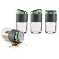   Lékué Spice Shakers Set of 4 üveg fűszerszóró tartály szett, 4db-os, 80ml, két szórástípus, műanyag, színtelen/szürke - 883309