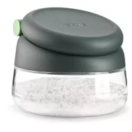   Lékué Salt Cellar sótartó extra nagy nyílással, mérőkanállal, légmentesen záródó, felhajtható műanyag fedéllel, boroszilikát üveg tartály, szürke fedél - 883323