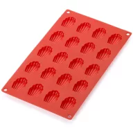   Lékué Silicone Mini Madeleines Mould mini madeleine kagyló sütemény forma, 20db süteményhez, tapadásmentes, platina szilikon, piros - 885303