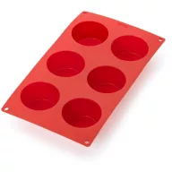   Lékué Silicone Muffins Mould muffin sütőforma, 6db muffinhoz, tapadásmentes, platina szilikon, piros - 885341