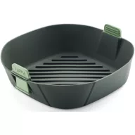   Lékué Air Fryer Basket XL flexibilis sütőkosár fogantyúkkal 5L-6,5L forrólevegős sütőbe, 253x85x253mm, formakövető és zsiradék elvezető kialakítás, platina szilikon, sötétszürke - 887123