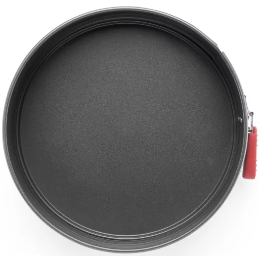 Prémium szénacél tortaforma (240 mm): Ideális méretezésű, kapcsos kialakítású sütőforma, amely a kiváló minőségű szénacél alapanyagnak köszönhetően professzionális hővezetést