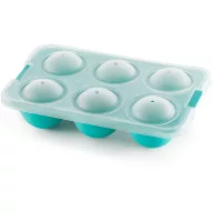   Lékué XL Sphere Ice Cube Tray extra nagy méretű jéggolyó készítő tálca szagzáró fedéllel, 6db, műanyag, türkiz - 887482