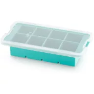  Lékué XL Square Ice Cube Tray extra nagy méretű jégkocka készítő tálca szagzáró fedéllel, 8db, műanyag, türkiz - 887505