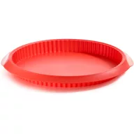   Lékué Silicone Quiche Mould quiche és lepény sütőforma, D=280mm, tapadásmentes felület, platina szilikon, piros - 887987