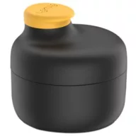   Lékué Dressing and Sauce Container To Go öntet- és szósztartó, légmentesen záródó, 50ml, D=53mm, műanyag fekete test, sárga kupak - 889561