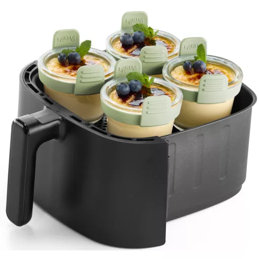 Függőleges fogantyúkkal rendelkezik a könnyű fogás érdekében, így könnyen eltávolítható a légkeveréses fritőzből.