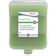   SCJP Solopol Lime Medium-Heavy Duty ipari kézmosó közepesen makacs olajos, zsíros szennyeződésekre, kukoricacsutka őrleménnyel, erős tisztítóhatás: 4/5, Heavy Duty adagolóhoz, 4L patron