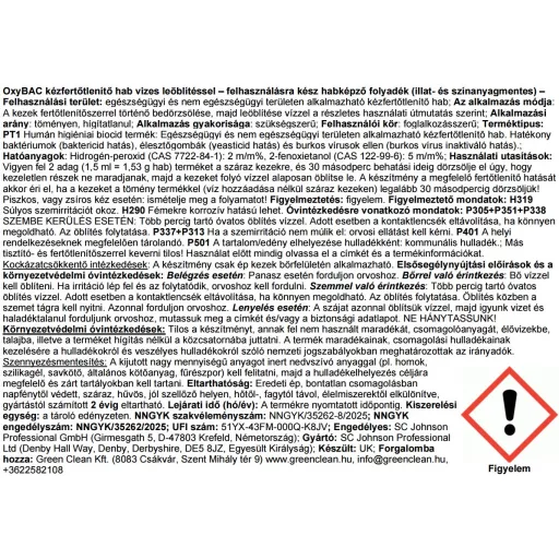 OxyBAC címketerv.