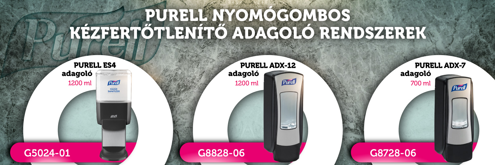 PURELL kézi adagolású kézfertőtlenítő adagolók