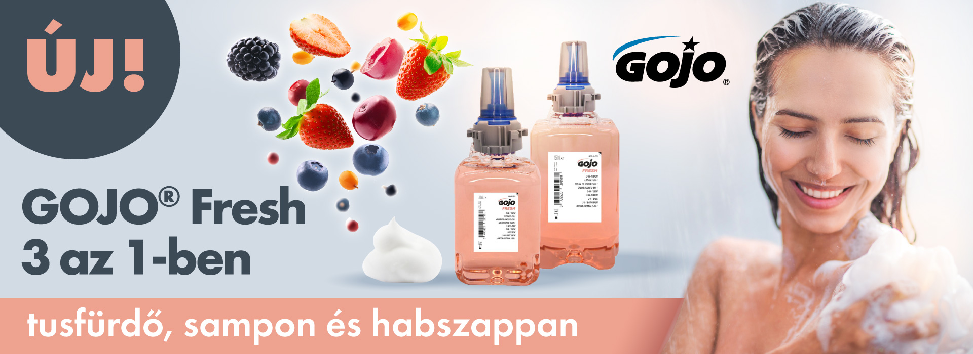 ÚJ! GOJO Fresh-t 3 az 1-ben habszappan, sampon és tusfürdő ÚJ! GOJO Fresh-t 3 az 1-ben habszappan, sampon és tusfürdő