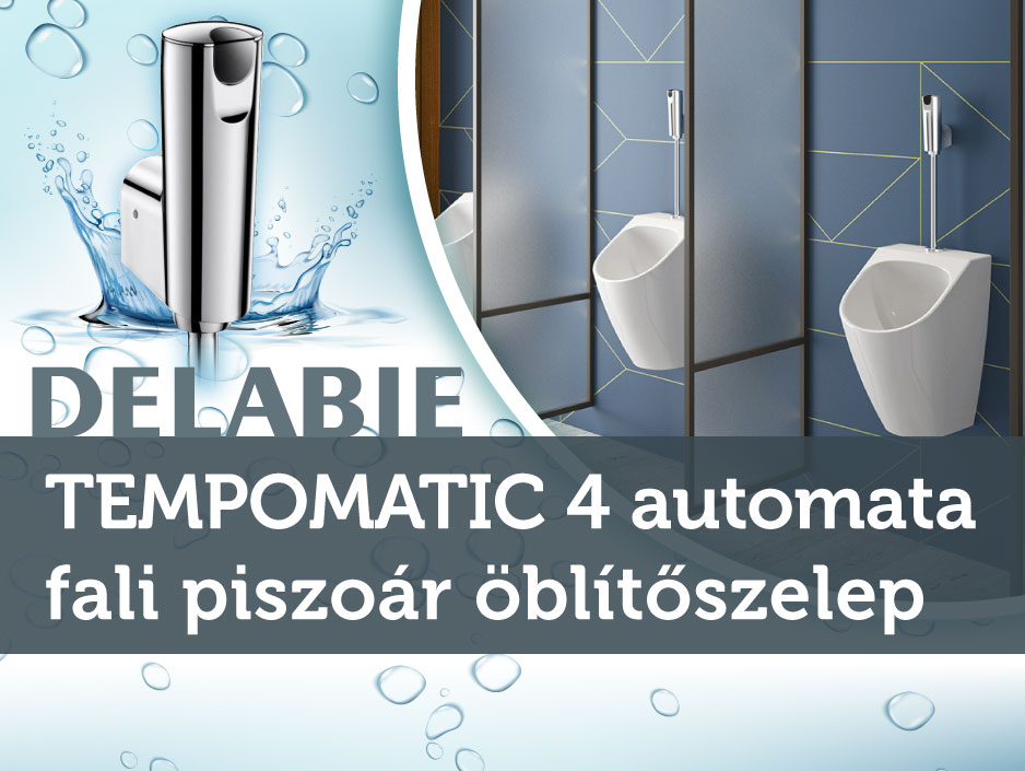 Közösségi vizesblokk felújítás költséghatékonyan: DELABIE Tempomatic 4 automata fali piszoár öblítőszelep