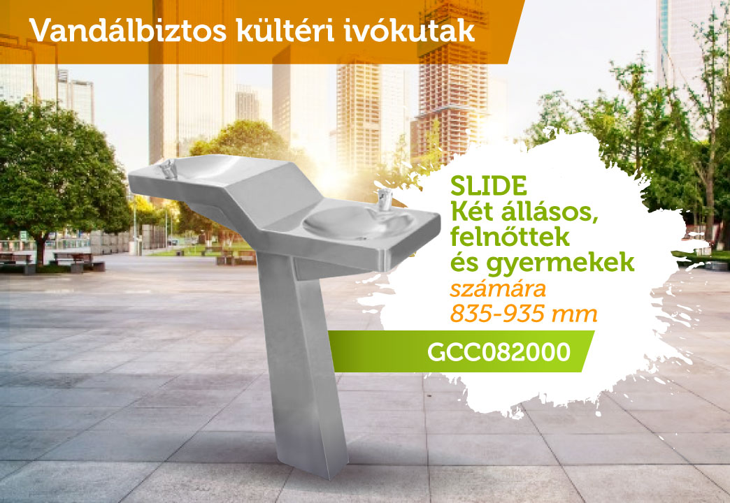 SLIDE két állású felnőtt és gyerek számára kialakított, álló ivókút
