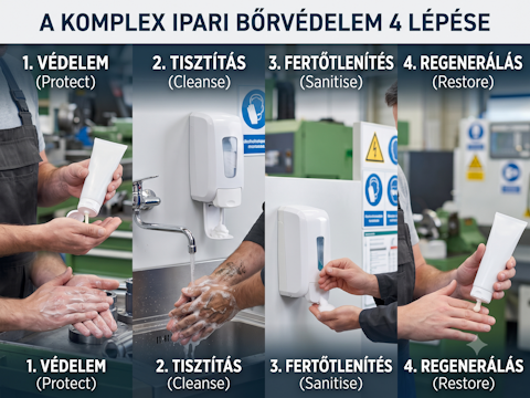 Miért nem elég pusztán kezet mosni a műszak végén? A komplex ipari bőrvédelem 4 lépése