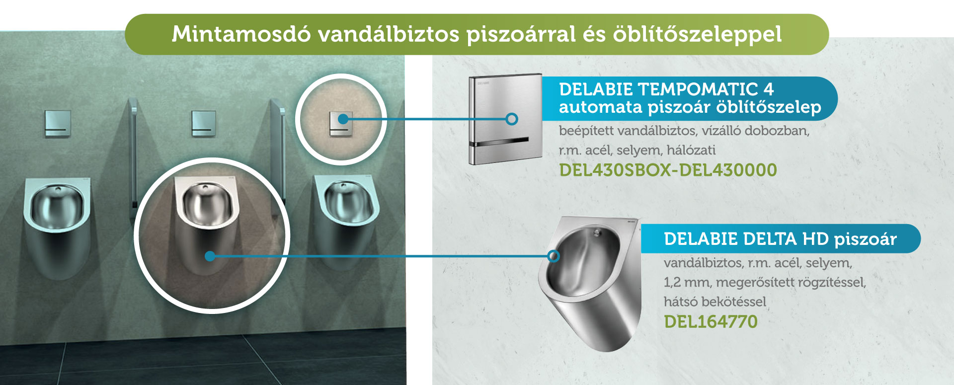 vandálbiztos piszoár és piszoár öblítőszelep