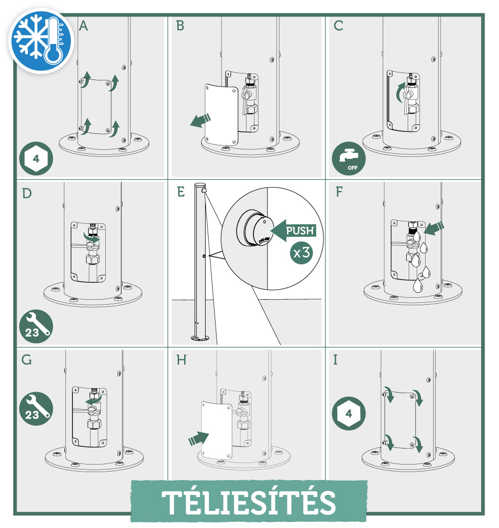 Zuhanyoszlopok téliesítése