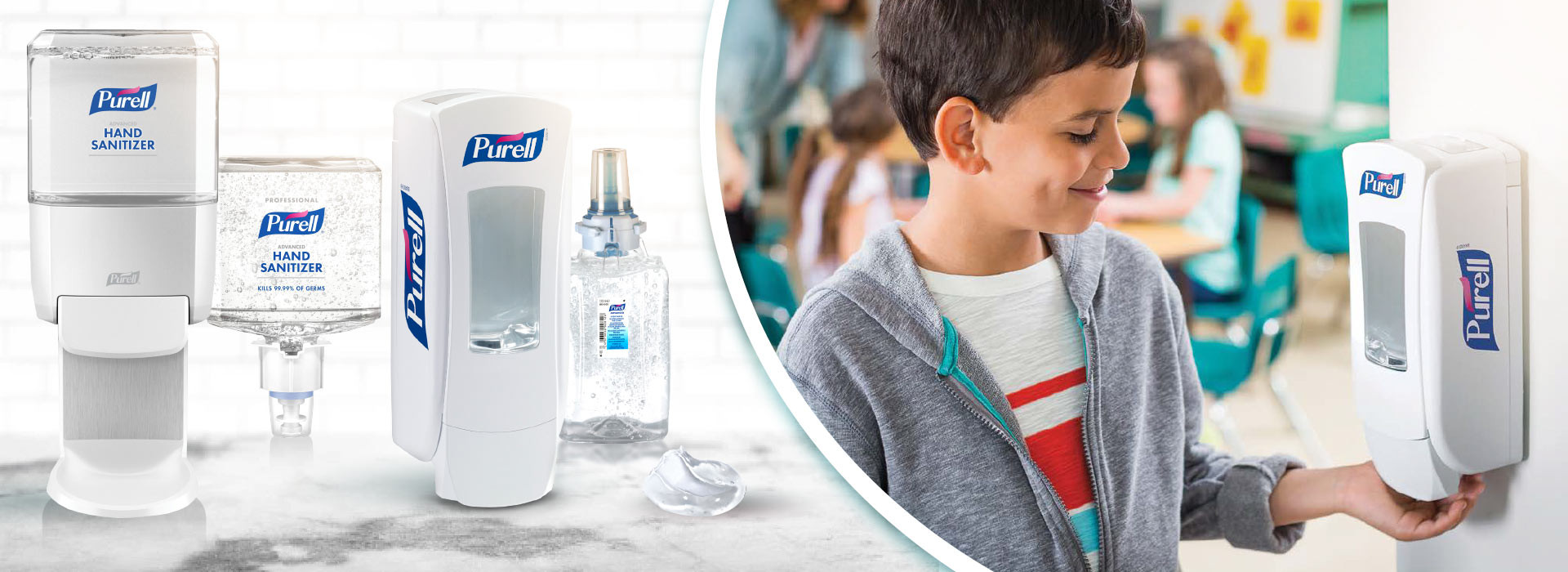 Purell kézi adagolású kézfertőtlenítő gélek fali adagolóval