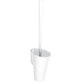 DELABIE akadálymentes fali WC-kefe hosszú szárral, nagy szilárdságú nylon-ból, kivehető belső tartállyal, lopásbiztos rögzítéssel, fehér