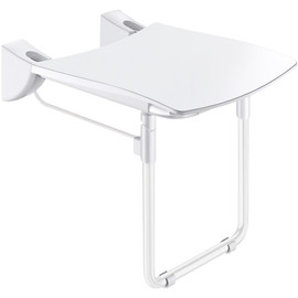 DELABIE Comfort ülőfelületű felhajtható zuhanyülőke lábbal, 420x506mm, fehér r.m. acél vázon
