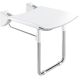 DELABIE Comfort ülőfelületű felhajtható zuhanyülőke lábbal, 420x506mm, UltraSatin selyem r.m. acél vázon