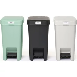 Brabantia StepUp szelektív hulladékgyűjtő szett, 3db pedálos szemetes, 10L - C méret, 91% újrahasznosított műanyag - SU10L-SET