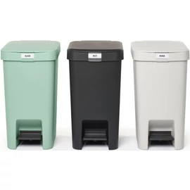Brabantia StepUp szelektív hulladékgyűjtő szett, 3db pedálos szemetes, 16L - C méret, 91% újrahasznosított műanyag - SU16L-SET