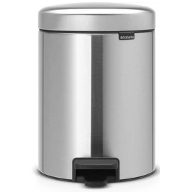 Brabantia NewIcon pedálos hulladékgyűjtő szagmentesen záródó Soft-Close fedél, műanyag tartály, 5L - W méret, r.m. acél, selyem - 112645