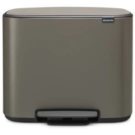 Brabantia Bo Pedal Bin pedálos szelektív hulladékgyűjtő szagmentesen záródó Soft-Close fedél, műanyag tartály, 3x11L - X méret, acél, platinaszürke - 121067