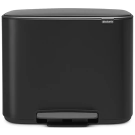 Brabantia Bo Pedal Bin pedálos szelektív hulladékgyűjtő szagmentesen záródó Soft-Close fedél, műanyag tartály, 3x11L - X méret, acél, matt fekete - 121104