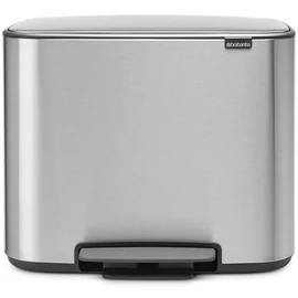 Brabantia Bo Pedal Bin pedálos szelektív hulladékgyűjtő szagmentesen záródó Soft-Close fedél, műanyag tartály, 3x11L - X méret, r.m. acél, selyem ujjlenyomatmentes - 121128