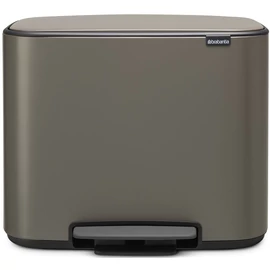 Brabantia Bo Pedal Bin pedálos szelektív hulladékgyűjtő szagmentesen záródó Soft-Close fedél, műanyag tartály, 11+23L - X+J méret, acél, platinaszürke - 121203