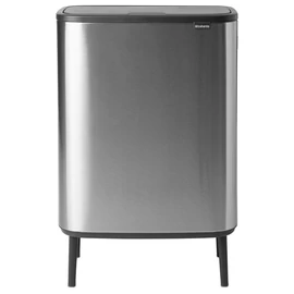 Brabantia Bo Touch Bin Hi szelektív hulladékgyűjtő Soft-Close fedéllel, magasított, lábakon álló, műanyag tartály, XXL, 2x30L - O méret, r.m. acél, selyem ujjlenyomatmentes - 130649