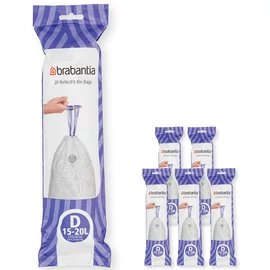 Brabantia PerfectFit szemeteszsák, D méret, 15-20L, Multipack 120 zsák, 6 tekercs, 20 zsák/tekercs - 138201
