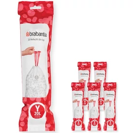 Brabantia PerfectFit szemeteszsák, Y méret, 20L, Multipack 120 zsák, 6 tekercs, 20 zsák/tekercs - 138300