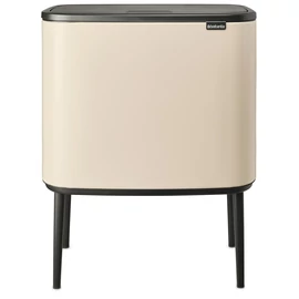 Brabantia Bo Touch Bin nyomófedeles szelektív hulladékgyűjtő, magasított, lábakon álló, műanyag tartály, 3x11L - X méret, acél, világos bézs - 201608