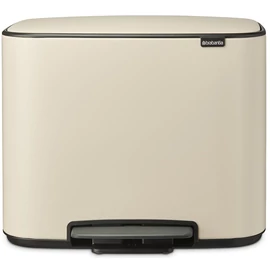 Brabantia Bo Pedal Bin pedálos hulladékgyűjtő szagmentesen záródó Soft-Close fedél, műanyag tartály, 36L - R méret, acél, világos bézs - 201622