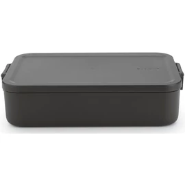 Brabantia Make & Take Lunch Box Bento nagy méretű ételhordozó doboz, 2000 ml, kivehető belső elválasztó rekeszek, szivárgás-/légmentes záródás, bepattintós (clip-on) záródás, BPA mentes műanyag, sötétszürke - 203480