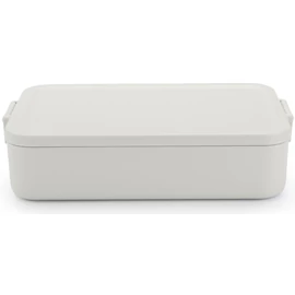 Brabantia Make & Take Lunch Box Bento nagy méretű ételhordozó doboz, 2000 ml, kivehető belső elválasztó rekeszek, szivárgás-/légmentes záródás, bepattintós (clip-on) záródás, BPA mentes műanyag, világosszürke - 203503