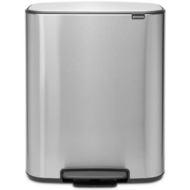 Brabantia Bo Pedal Bin pedálos hulladékgyűjtő szagmentesen záródó Soft-Close fedél, műanyag tartály, 60L - M méret, r.m. acél, selyem ujjlenyomatmentes - 211324