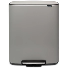 Brabantia Bo Pedal Bin pedálos hulladékgyűjtő szagmentesen záródó Soft-Close fedél, műanyag tartály, 60L - M méret, acél, betonszürke ásványi textúra - 211348