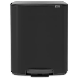 Brabantia Bo Pedal Bin pedálos hulladékgyűjtő szagmentesen záródó Soft-Close fedél, műanyag tartály, 60L - M méret, acél, matt fekete - 211362
