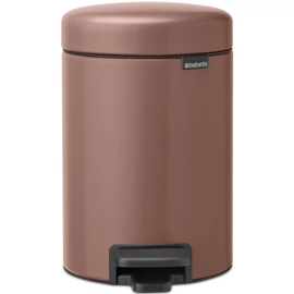 Brabantia NewIcon pedálos hulladékgyűjtő szagmentesen záródó Soft-Close fedél, műanyag tartály, 3L - V méret, acél, szaténrózsaszín taupe - 233968